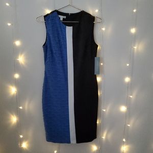 NWT London Times Sleeveless Color Block Poly Spandex Sheath Dress Size 6